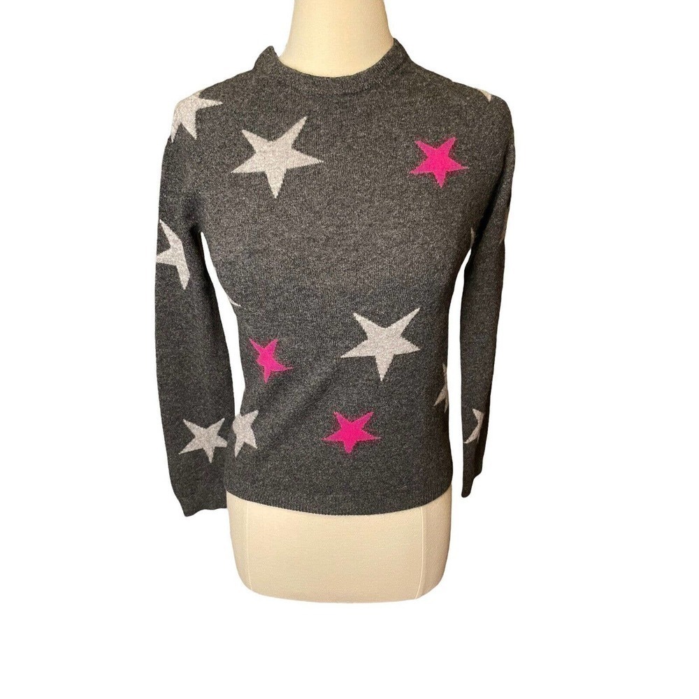 Philosophy Womens Cashmere Stars Crewneck Sweater Gray Size XS